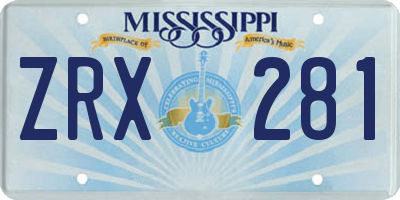 MS license plate ZRX281