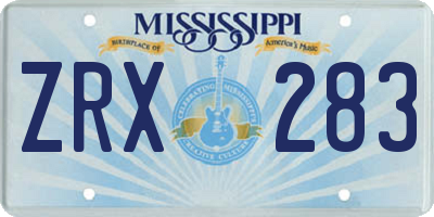 MS license plate ZRX283