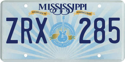 MS license plate ZRX285