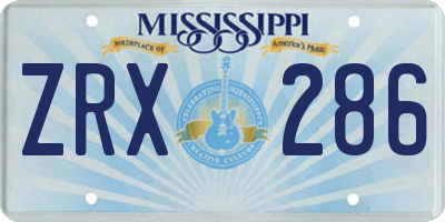 MS license plate ZRX286