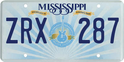 MS license plate ZRX287