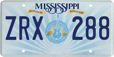 MS license plate ZRX288
