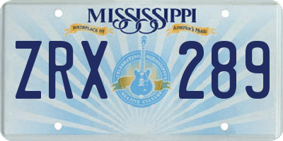 MS license plate ZRX289