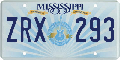 MS license plate ZRX293