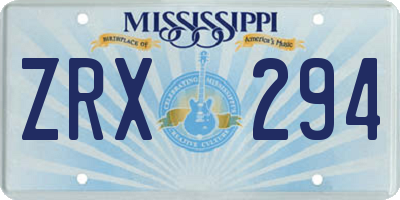 MS license plate ZRX294