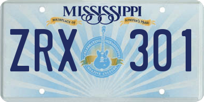 MS license plate ZRX301