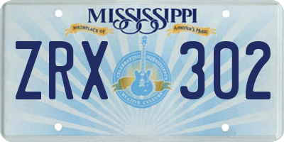 MS license plate ZRX302