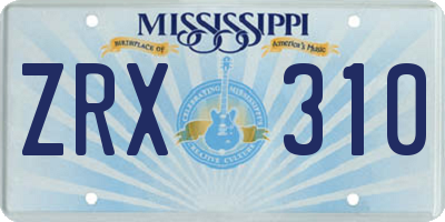 MS license plate ZRX310