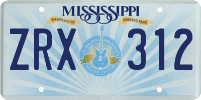 MS license plate ZRX312