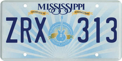 MS license plate ZRX313