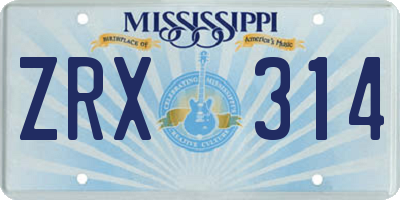 MS license plate ZRX314