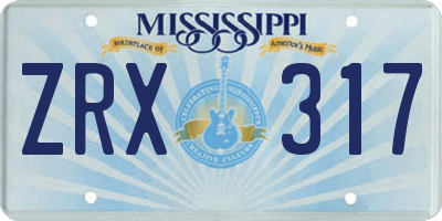 MS license plate ZRX317