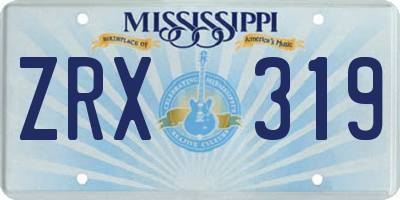 MS license plate ZRX319