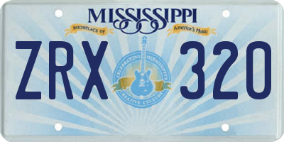 MS license plate ZRX320
