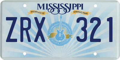 MS license plate ZRX321