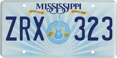 MS license plate ZRX323