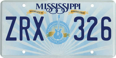 MS license plate ZRX326