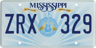 MS license plate ZRX329