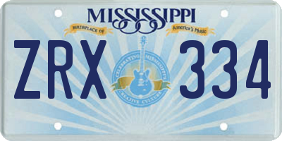 MS license plate ZRX334