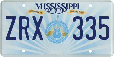 MS license plate ZRX335