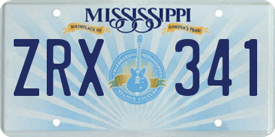 MS license plate ZRX341