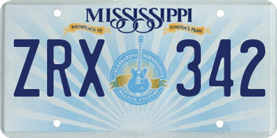 MS license plate ZRX342