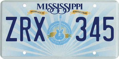 MS license plate ZRX345