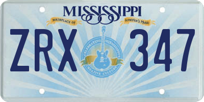 MS license plate ZRX347