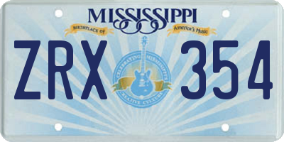 MS license plate ZRX354
