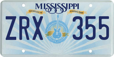 MS license plate ZRX355
