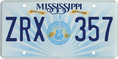 MS license plate ZRX357