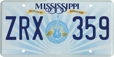 MS license plate ZRX359