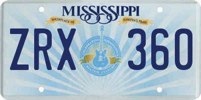MS license plate ZRX360