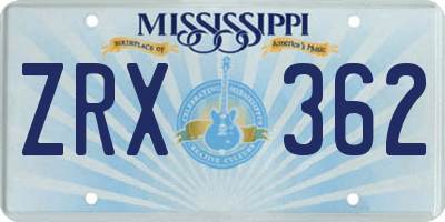 MS license plate ZRX362