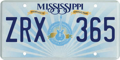 MS license plate ZRX365