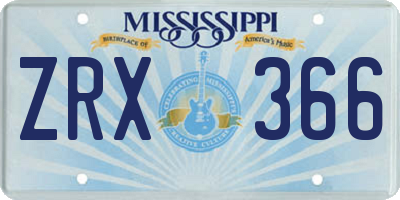 MS license plate ZRX366