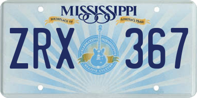 MS license plate ZRX367