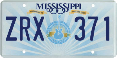 MS license plate ZRX371