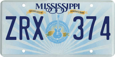 MS license plate ZRX374