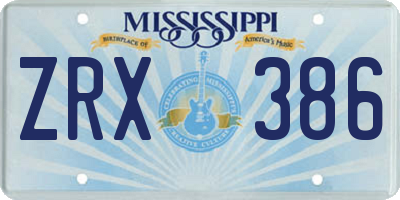 MS license plate ZRX386