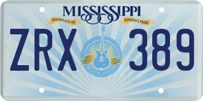 MS license plate ZRX389