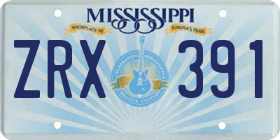 MS license plate ZRX391