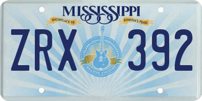 MS license plate ZRX392