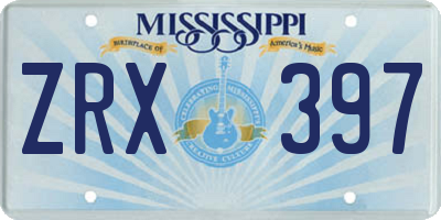 MS license plate ZRX397