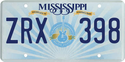 MS license plate ZRX398