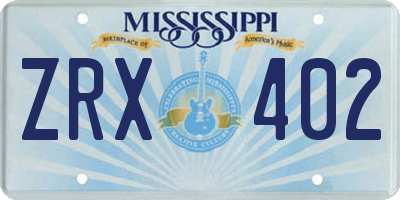 MS license plate ZRX402