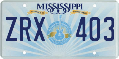 MS license plate ZRX403