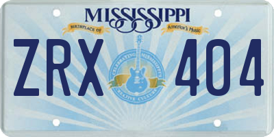 MS license plate ZRX404