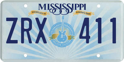 MS license plate ZRX411