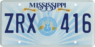 MS license plate ZRX416